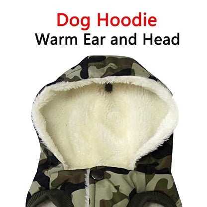 Vecomfy Warm Dog Coats with Hoodie,Winter Dog Jackets for Smaller Dogs - color: Green Camo, size: X-Small