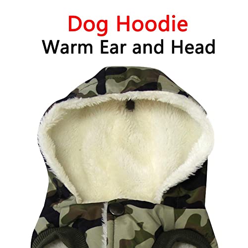 Vecomfy Warm Dog Coats with Hoodie,Winter Dog Jackets for Small Dogs - color: Green Camo, size: Medium