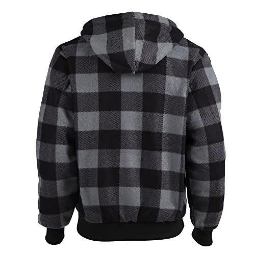 Facitisu Winter Heavy Warm Sherpa Lined Fleece Plaid Flannel Jacket Men Plus Size S-5XL Big&Tall Mens Coat - color: H-grey, size: 4X-Large