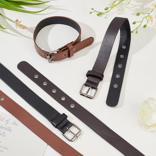 FINGERINSPIRE 6Pcs PU Leather Stirrup Straps Black/Coffee/Brown 2 Size