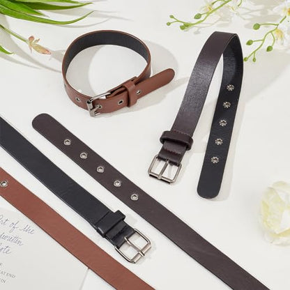 FINGERINSPIRE 6Pcs PU Leather Stirrup Straps Black/Coffee/Brown 2 Size