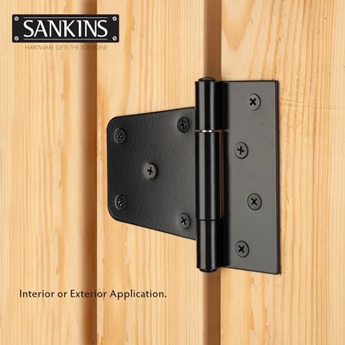 3-1/2" Heavy Duty Gate Hinges, Black Iron Door Hinges with Screws, Durable Gate Strap Hinges for Wooden Fences Gate Shed Barn Door, 2pcs