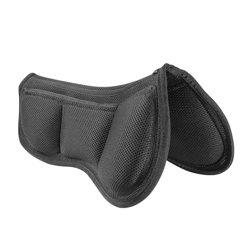 3D Air-Mesh Half Pad, Impact Protection & Therapeutic Gel Padding English Saddle for Maximum Support and Stability, Best for Horses Under Saddle, Dressage, Jumping & Training - color: 3d Air Ride Shock Absorb (Black)