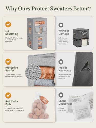 Rigid-Structured Cashmere Sweater Storage Box, 2 Pack, Gray - color: 2-pack/Gray