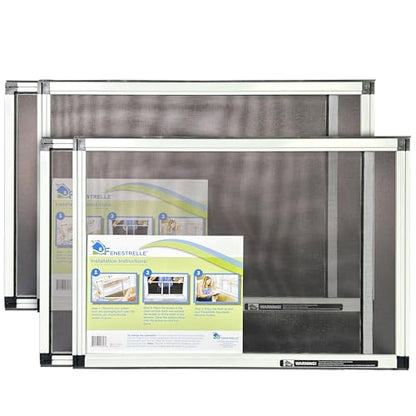 Fenestrelle Expandable Window Screen, 15″ H × 21″–40″ W Horizontal, 2-Pack | 2‑Way Adjustable Window Screen, Flame Resistant Fiberglass Mesh, Durable Aluminum Frame with Built-In Weatherstrip - size: Medium (15" H x 21"-40" W)