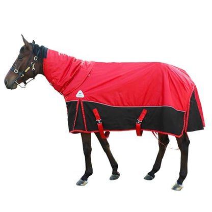 Horse Care Blanket Winter 1680D Premium Turnout Horse Blanket,Medium Weight Waterproof Blanket with Turnout Neck Cover Detachable (US78 in(EU 145 cm)) - size: US78 in(EU 145 cm) with cover