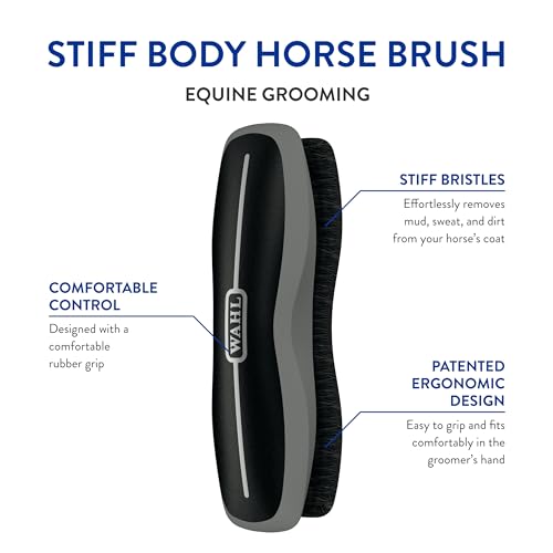 Wahl Professional Animal Equine Stiff Body Horse Brush, 858705, Black - color: Black