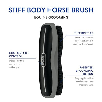 Wahl Professional Animal Equine Stiff Body Horse Brush, 858705, Black - color: Black