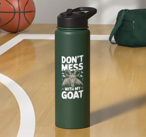 Don´t Mess With My Goat Cute Coat Pygmy Goat Farmer Stainless Steel Insulated Water Bottle - color: Dark Green