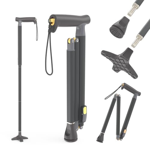 Michael Graves Quick Fold Walking Cane for Men and Women - Foldable Walking Stick for Stability and Style - Collapsible Folding Cane - Walking Sticks for Seniors & Adults - color: Peppercorn Black