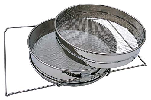 Honey Stainless Steel Strainer Double Sieve, Bee Keeping Equipment Filter with Extendable Arms