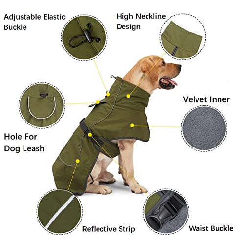 Dog Raincoat - Waterproof Dog Winter Jackets Windproof Coat with Velvet Inner Winter Dog Rain Coat with Reflective Strip,Green XS - color: Green, size: X-Small
