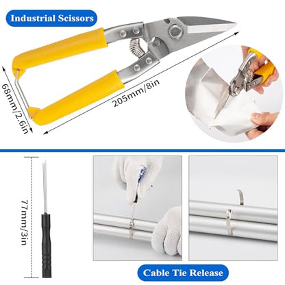 Stainless Steel Cable Tie Gun Set with Adjustable Tension Auto Cut Fastening Tool for Exhaust Pipe, Chain Link Fence, Auto Repair & Industrial Cable Binding (Extra Large 100PCS) - size: Extra Large 100PCS