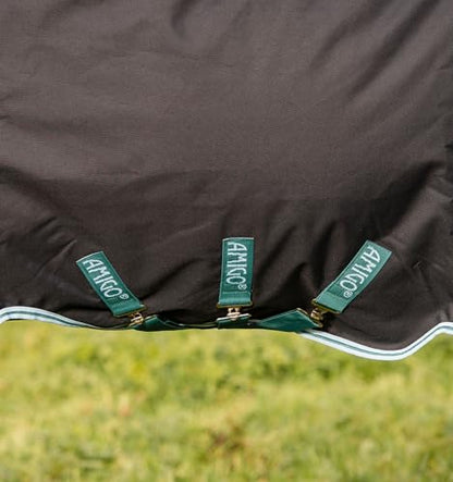 Horseware® Amigo® Bravo 12 Plus Turnout 250g - Navy/Aqua & Turquoise, 72 inches - color: Navy/Aqua & Turquoise, size: 72 inches