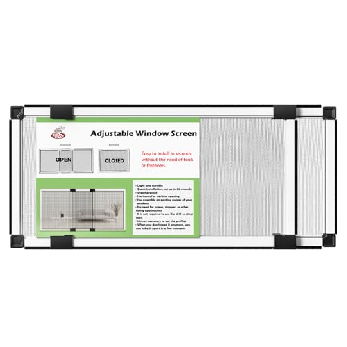 FLYZZZ Adjustable Window Screen (10" H x 19" - 36" W)) 1-Pack Small White Adjustable Screens for Windows with Sturdy Aluminum Mesh– Horizontal Use Only - size: 10" H x 19" - 36" W-1Pack
