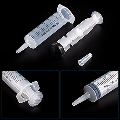 60ml/cc Syringes with Tube 40 Inch Handy Plastic Tubing and Adapter Tip - size: 60ML/CC