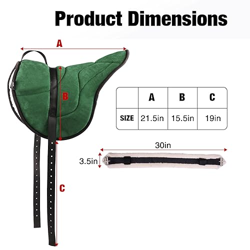 Harrison Howard Equestrian Saddle Pad Horse Riding Pad Bareback Pad with Girth - color: Forest Green