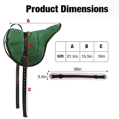 Harrison Howard Equestrian Saddle Pad Horse Riding Pad Bareback Pad with Girth - color: Forest Green