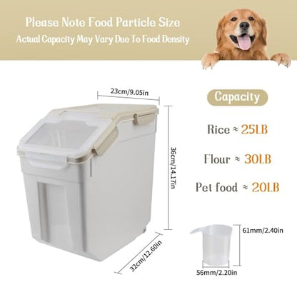 Saim 2 Pack 50lb Flour & Rice Storage Container Bin, Rice Dispenser (Grey) - color: 2Pack 50lb Grey
