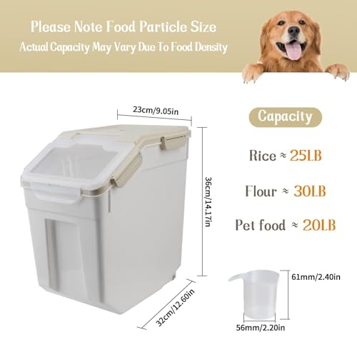 Saim 4 Pack 25lb Flour & Rice Storage Container Bin,Rice Dispenser (Grey) - color: 4Pack 25lbs Grey