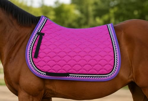 Horse Quilted ENGLISH SADDLE PAD Trail Dressage 72Dressage - color: Magenta/Purple