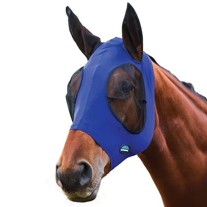 WeatherBeeta ComFiTec Stretch Fly Mask with Ears, Cobalt/Black, Medium - color: Cobalt/Black, size: M