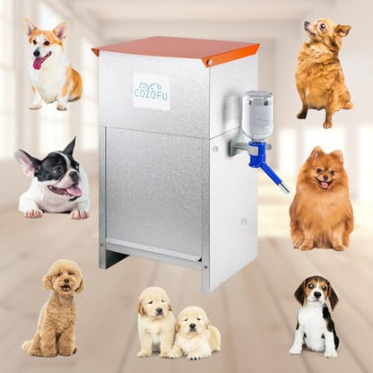 Automatic Fed Dog Feeder Bowl Galvanized Dispenser Pet Food 25lbs - color: Green(Kettle)