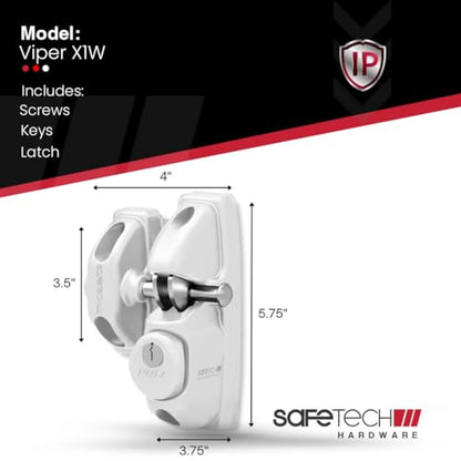 Safetech Hardware ViperX1 Gravity Gate Latch | One-Side Entry Keyed Lock | 2 Independent Latching Hooks Key Lockable One Side | Privacy Gate Gravity Latch | Vinyl, Wood, & Aluminum Gates - White - color: White, size: 1 Side Key