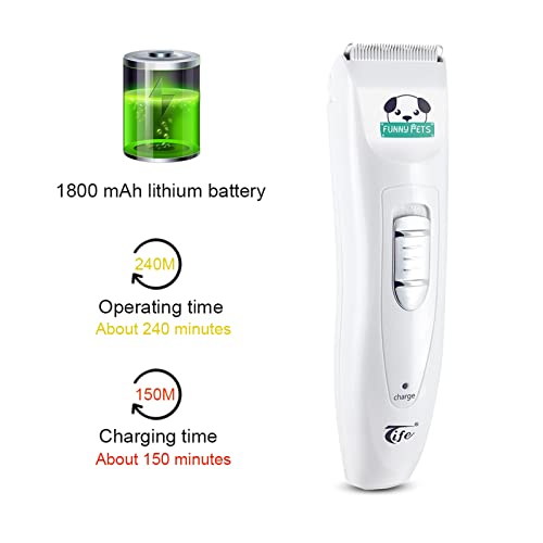 Dog Clippers Low Noise for Grooming, Electric Pet Shaver with USB Rechargeable, Dog Grooming Clippers Dog Shears for Small Medium Large Dogs Cats,White