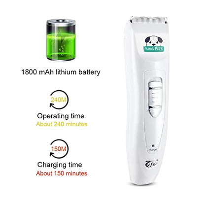 Dog Clippers Low Noise for Grooming, Electric Pet Shaver with USB Rechargeable, Dog Grooming Clippers Dog Shears for Small Medium Large Dogs Cats,White