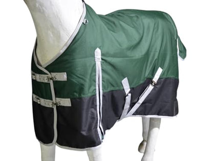 1200D Waterproof Light Weight Poly (100g Fill) Horse Winter Turnout Blanket with Standard Neck AT010002 (Green, 84") - color: Green, size: 84"