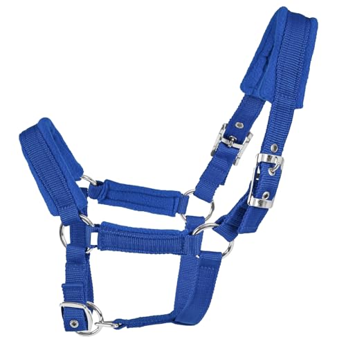 Adjustable Horse Halter with Fleece Padding, Available in Black, Red, Blue - color: Blue, size: Large