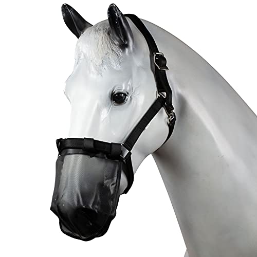Horze Durable Mesh Horse Fly Mask with Nose Cover, Black Equine Fly Mask - size: Horse