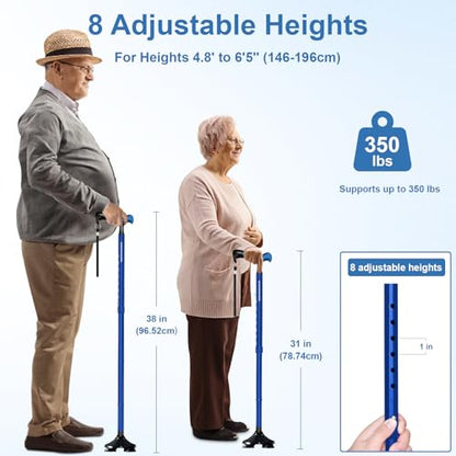 KingPavonini Walking Cane for Men Women Stability, Self Standing - color: Blue