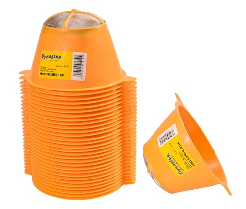 Dynastus 30 Pack of 150 Micron Stainless Steel Mesh Filter Tips 4 Inch Plastic Reusable Paint Funnel Filter Strainers for Paint, Oil and Food