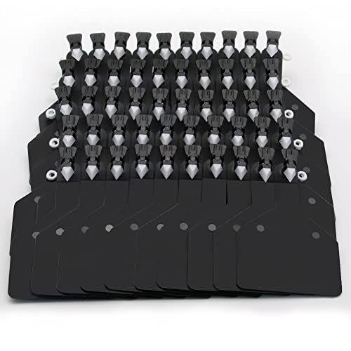 50 Pcs Blank Cattle Ear Tags, TPU One-Piece Flexible Livestock - color: Black
