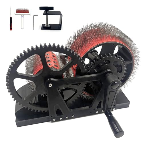 Wool Combing Machine, Wool Drum Carder Fiber Carding Machine with Hand Crank Remove Fiber Impurities Fast Color Mixing, Wool Blending Wheel for DIY Craft Make Felt Animals, Handmade