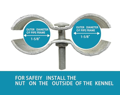 1-5/8" Chain Link Fence Panel Clamps, Galvanized Fence Dog Kennel Saddle Clamps, 8pcs for 42mm Pipe Panel Frames (1 5/8'') - size: 1 5/8''