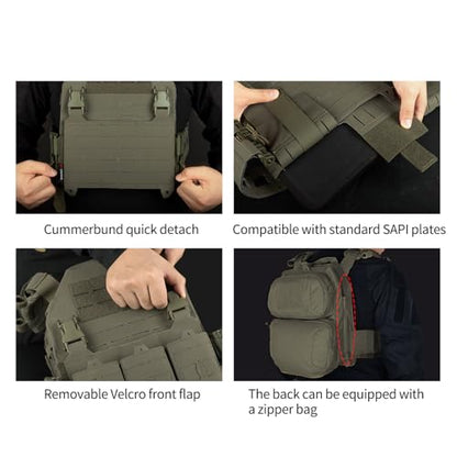 YAKEDA Tactical Training Vest with PALS System - Adjustable Straps Quick-Release Buckle for Hunting - color: Green