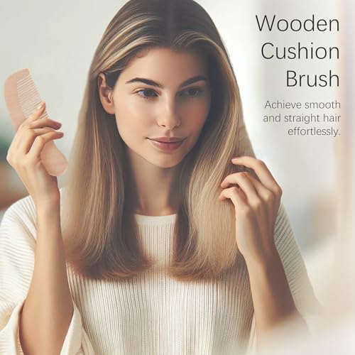 Baby Bath Grooming Kit Natural Wooden Hairbrush with Gentle Goat Bristles, Pear Wood Comb, and Soothing Massage Brush for Babies, Toddlers, and Kids