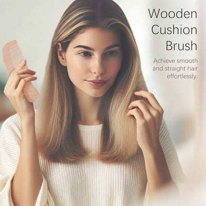 Baby Bath Grooming Kit Natural Wooden Hairbrush with Gentle Goat Bristles, Pear Wood Comb, and Soothing Massage Brush for Babies, Toddlers, and Kids