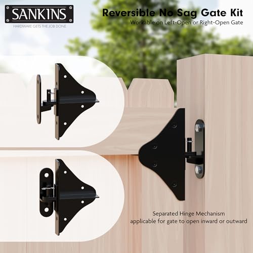 Anti Sag Gate Frame Kit Hardware, 90 Degree Right Angle Gate Hinges, Gate Fence Kit with Gate Latch for Wooden Fence, Driveway Gates, Corral Gates, Wood Windows