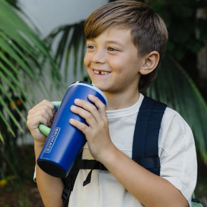 BrüMate Era Flip 20oz Kids Tumbler with Covered Flip Down Straw | 100% Leakproof Insulated Kids Cup | Made of Stainless Steel | Cup Holder Friendly | 20oz (Glacier) - color: Glacier, size: 20 Ounces