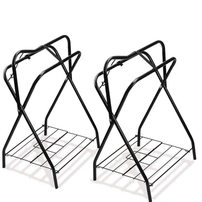 2 Pack Saddle Rack Portable Folding Horse Saddle Stand for English and Western Saddles,28" L x 19" W x 37.5" H - style: 2PCS Black
