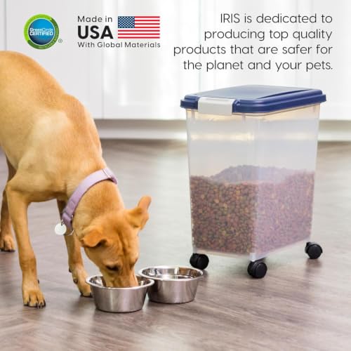 IRIS USA Dog Food Storage Container, Up to 30 lbs, Navy, Made in USA - color: Navy, size: 30 lbs