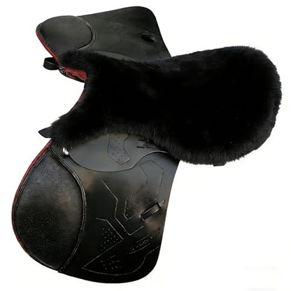 Genuine Sheepskin Saddle Pad, Breathable and Non-Slip British-Style Sheepskin Saddle Seat Cover