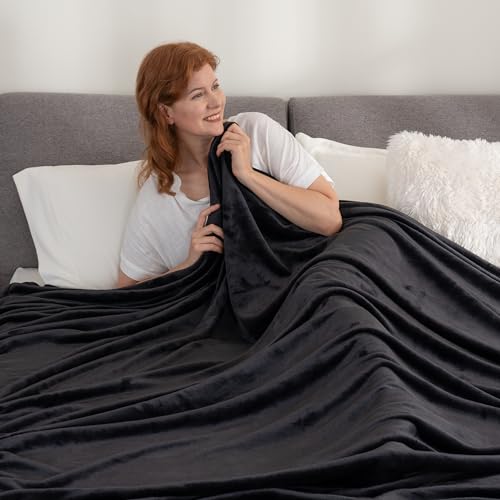 Berkshire Blanket Classic VelvetLoft® Solid Bed Blanket,Twin Size Bed Blanket,Lightweight Soft Fuzzy Plush Blanket for Bed and Couch,Black,60x92 Inches - color: Black, size: Twin/Twin XL