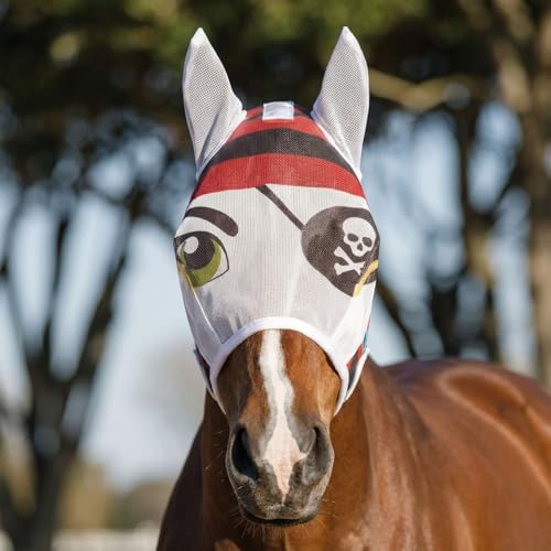 Schneiders Dura-Mesh Mrs. Pirate Designer Fly Horse Mask with Ears | 70% UV Protection | 1000D Mesh | Durable Bug Defense