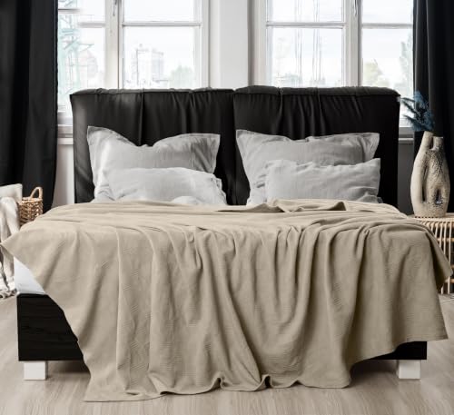 Utopia Bedding 100% Cotton Thermal Blanket Khaki Big, 120x120 Inches - color: Khaki, size: Big