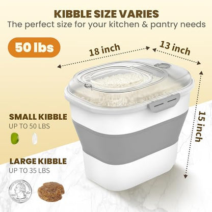 HOYTAMDAR 50Lbs Collapsible Rice Container,Airtight Food Storage container - color: Clear/50lbs